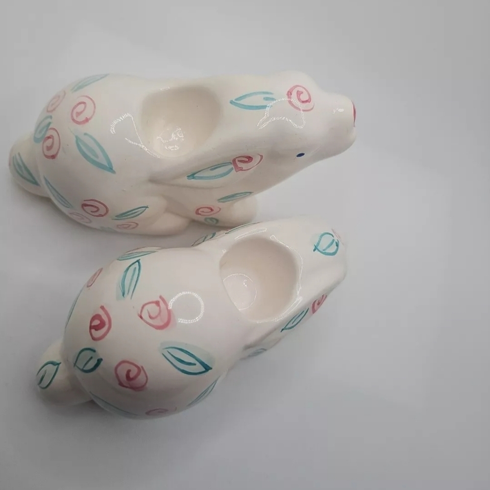 Vintage Pier 1 Imports Hand Painted Bunny Candle Holders - Picture 4 of 8